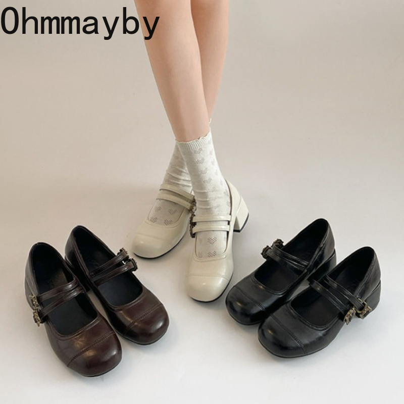 Vintage Fashion Online - 빈티지 두꺼운 굽 여성 메리 제인