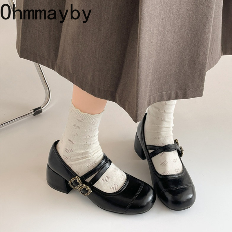 빈티지 두꺼운 굽 여성 메리 제인 슈즈 패션 메탈 버클 - Vintage Fashion Online 리뷰 및 가격