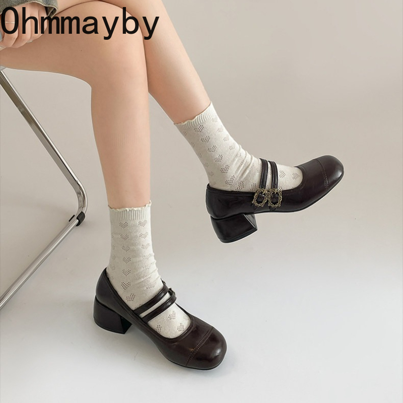 빈티지 두꺼운 굽 여성 메리 제인 슈즈 패션 메탈 버클 - Vintage Fashion Online 리뷰 및 가격