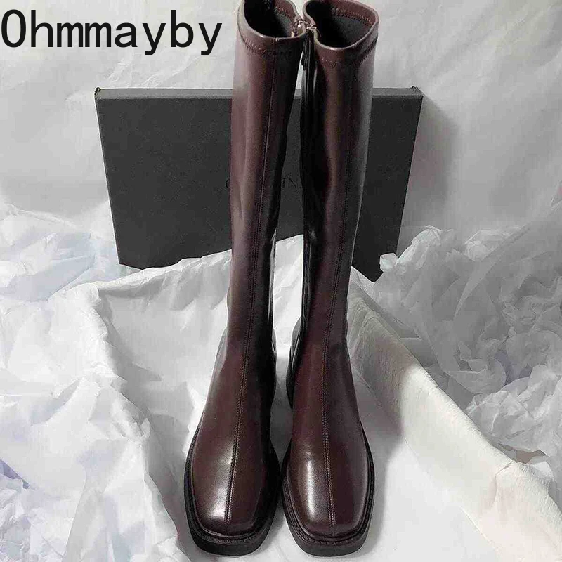 빈티지 두꺼운 뒤꿈치 여성 무릎 높은 부츠 패션 사이드 - Vintage Fashion Online 리뷰 및 가격