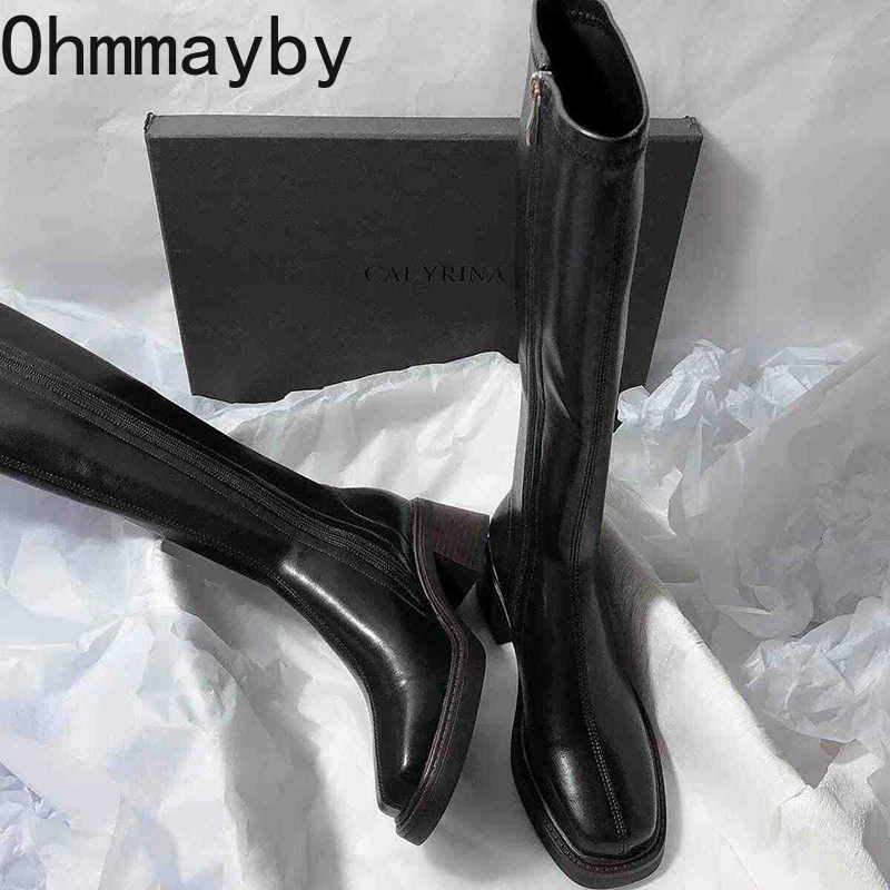 빈티지 두꺼운 뒤꿈치 여성 무릎 높은 부츠 패션 사이드 - Vintage Fashion Online 리뷰 및 가격