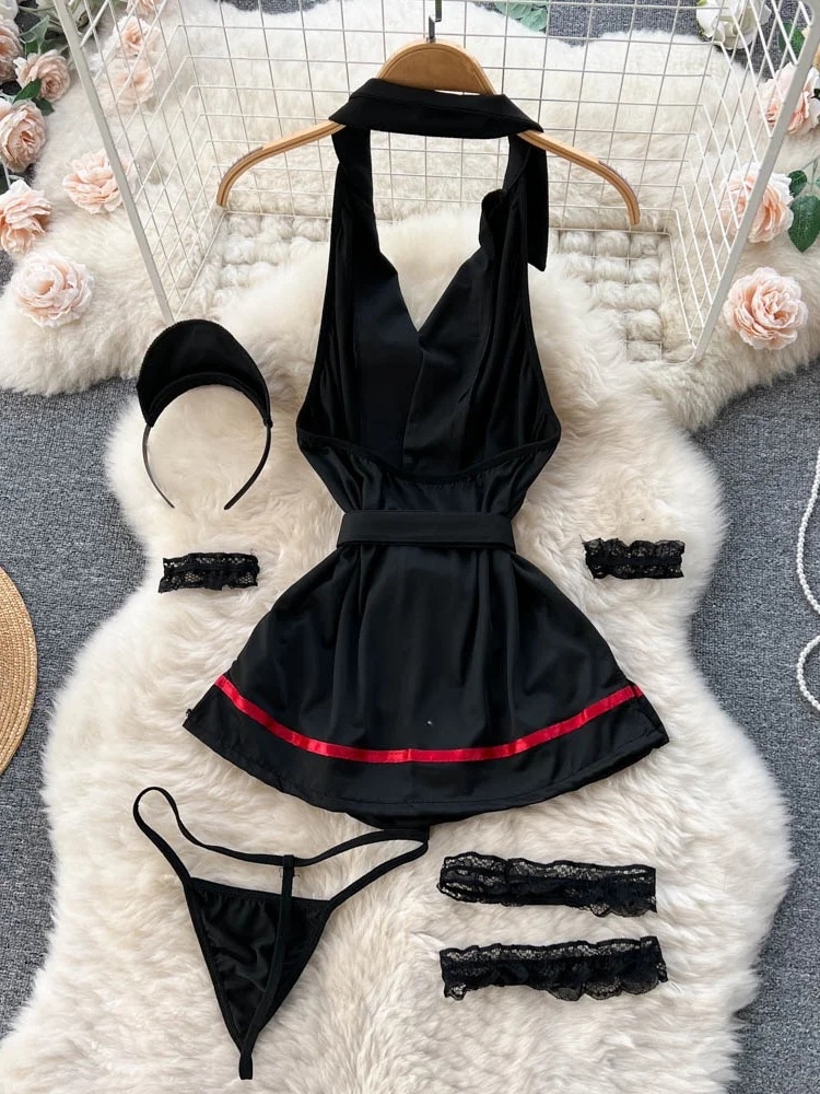 에로틱 패션 섹시 홀터 란제리 드레스 여름 V넥 빈티지 - Vintage Fashion Dresses 리뷰 및 가격