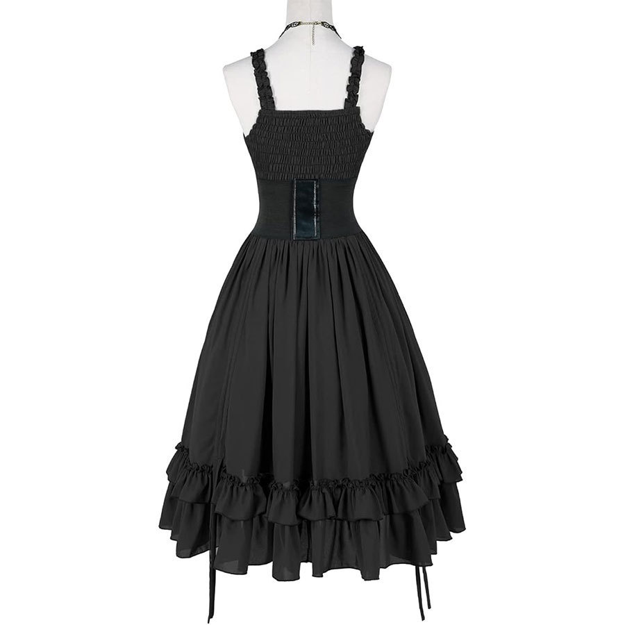 여성 고딕 드레스 코르셋 슬립 블랙 펑크 로리타 불규칙 - Vintage Fashion Dresses 리뷰 및 가격