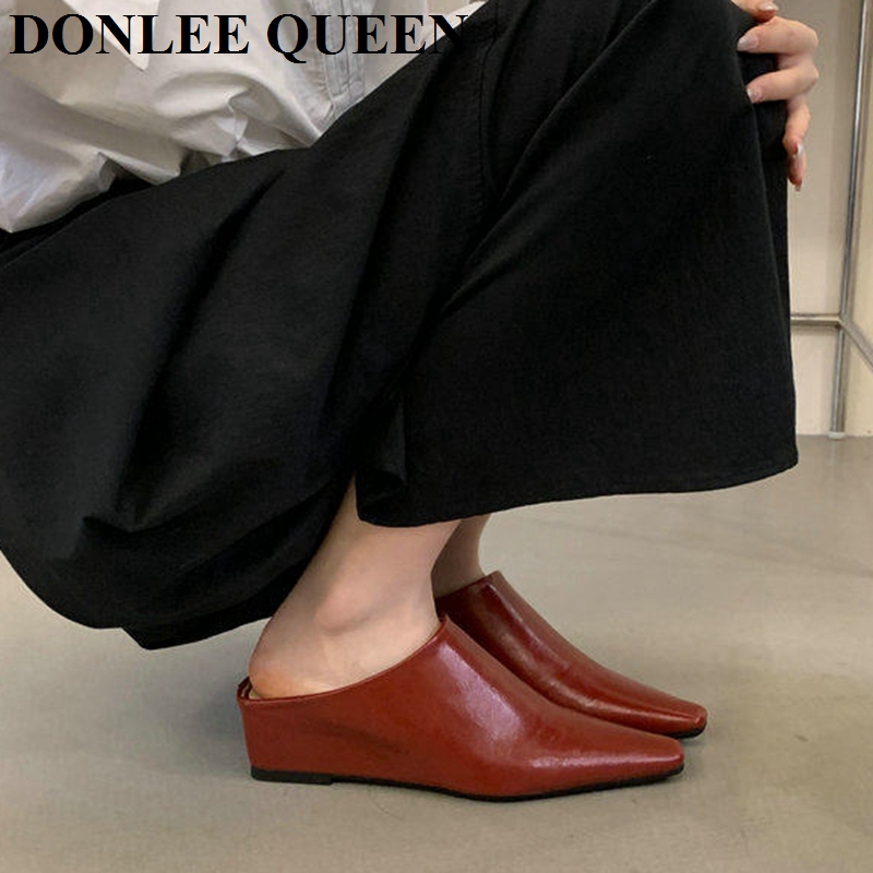 여성 패션 클로즈 토 뮬 슬리퍼 여성 스퀘어 토 캐주얼 - Vintage Fashion Online 리뷰 및 가격