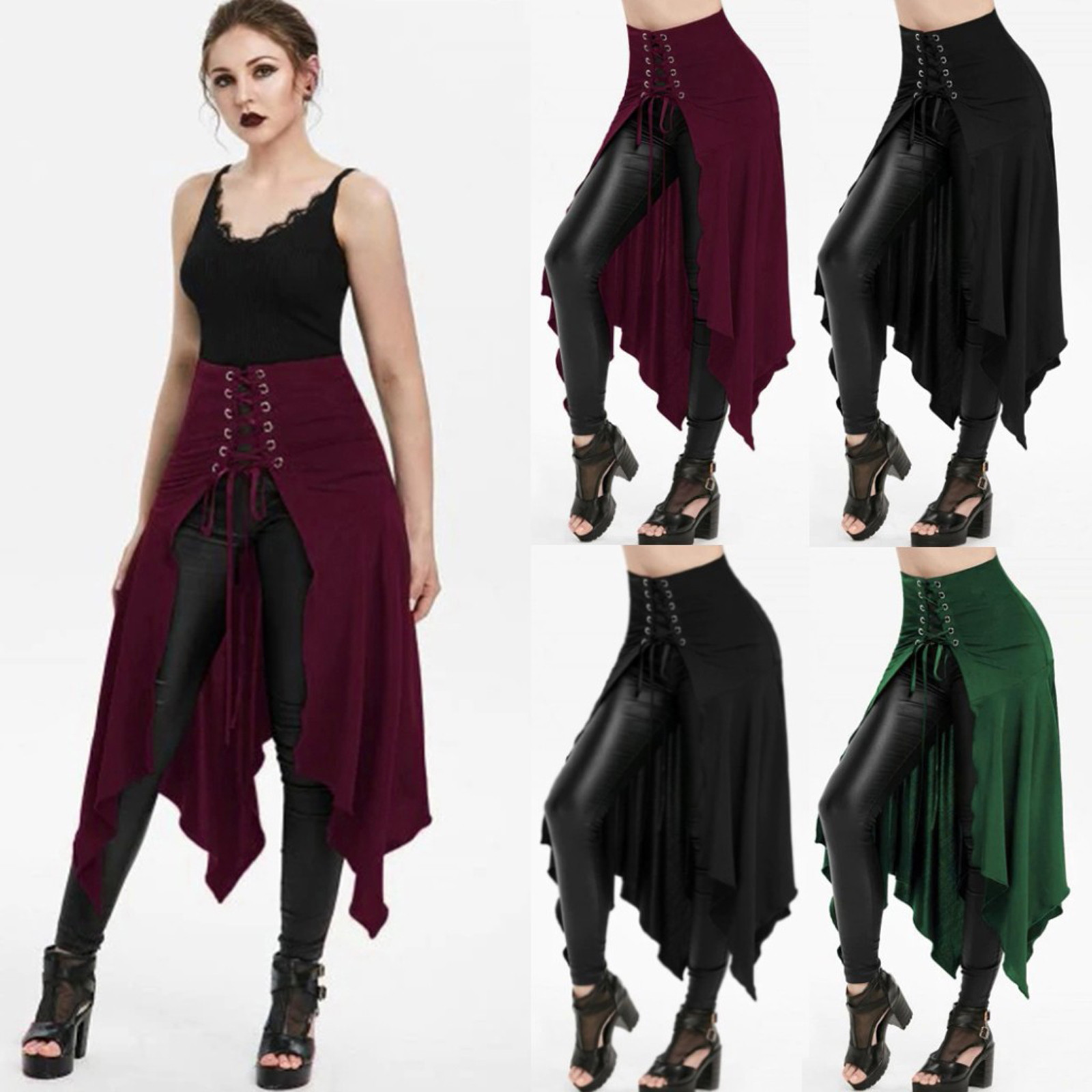 고딕 스커트 블랙 중세 빈티지 하이 웨이스트 스커트 레 - Vintage Fashion Dresses 리뷰 및 가격