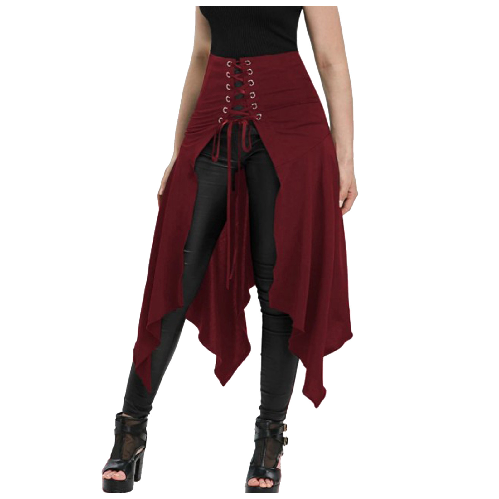 고딕 스커트 블랙 중세 빈티지 하이 웨이스트 스커트 레 - Vintage Fashion Dresses 리뷰 및 가격